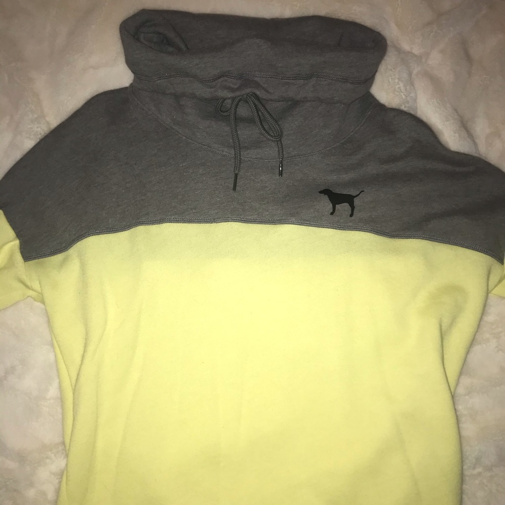YELLOW AND GRAY PINK HOODIE.